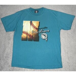 Vintage 90s Lee Sport Florida Marlins Nutmeg MLB T-Shirt Adult‎ XLarge Teal USA
